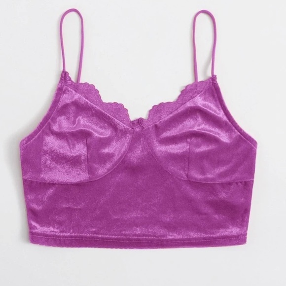 Velour soft lace cami crop top size XL - Picture 3 of 5